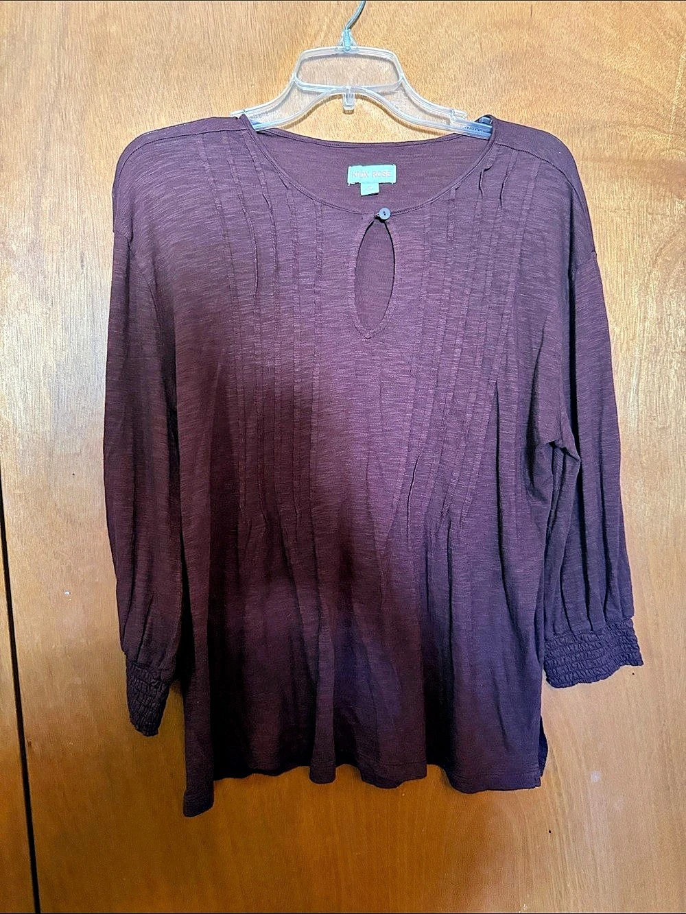 Knox Rose Women's 3/4 sleeve Sleeve Tunic brown/maroon Size Medium